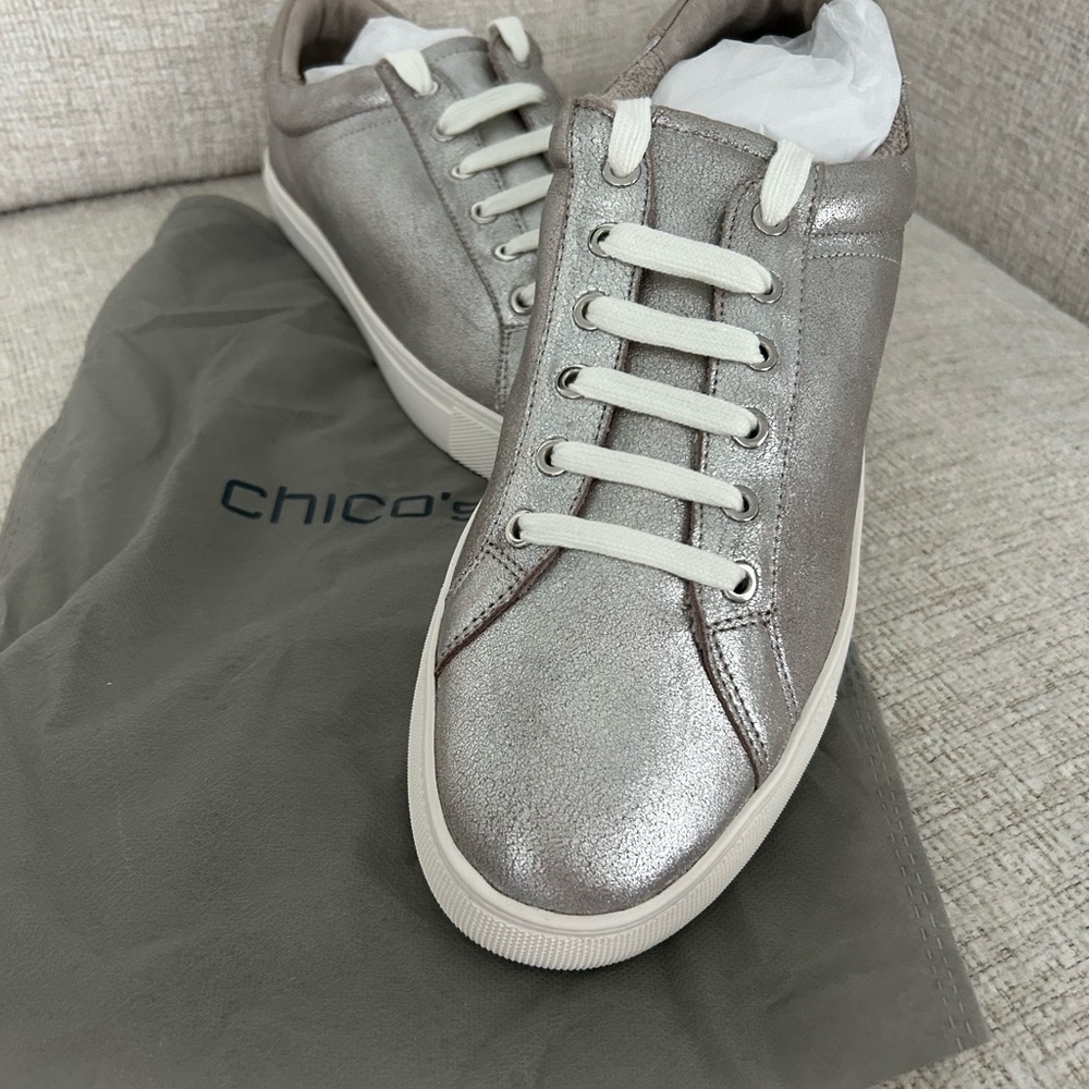 Chico's Shimmering Silver Casual Sneakers